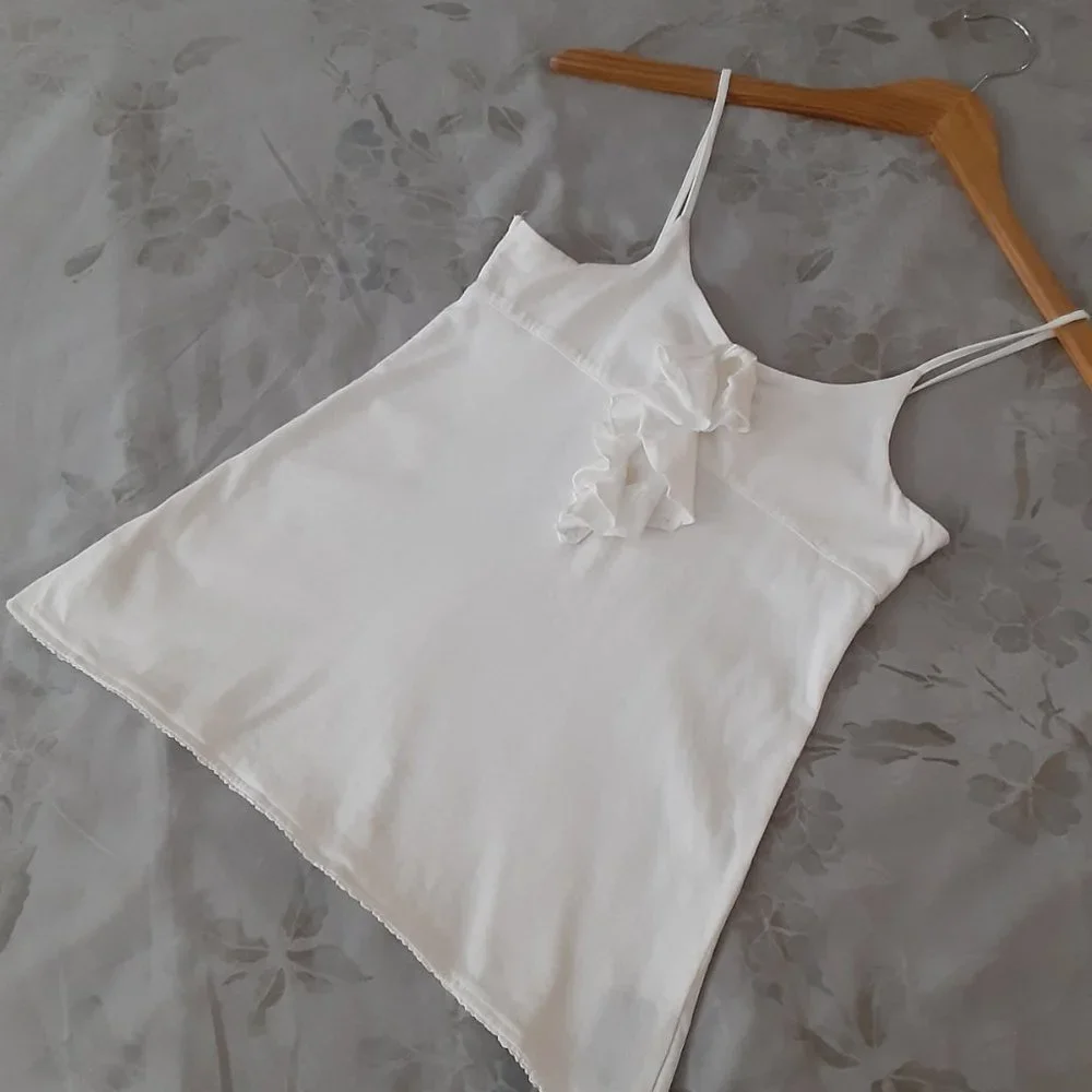 Ralph Lauren girls white cotton ruffle front camisole size 6x